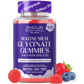 Magnesium Glycinate Gummies – 60 Vegan & Sugar-Free for Adults - Glycinate 3-in-1 Gummies with B6, Zinc & D3 – 240mg Elemental Magnesium for Sleep, Stress, Muscles & Bones Support