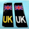Gelz Domed Union Jack Black UK Vehicle Number Plate Stickers
