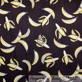 Benartex, Kanvas, Studio, Designer BonEful Fabric FQ Cotton Quilt VTG Brown Yellow Banana Monkey Baby Girl Boy Food