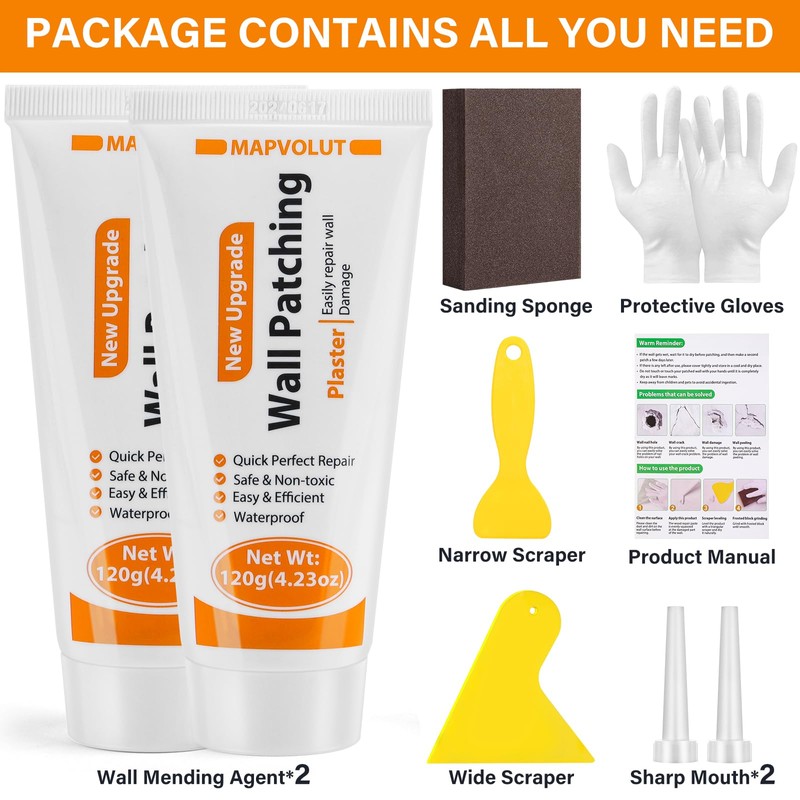 MAPVOLUT Drywall Repair Kit, 2 Pack Wall Mending Agent with