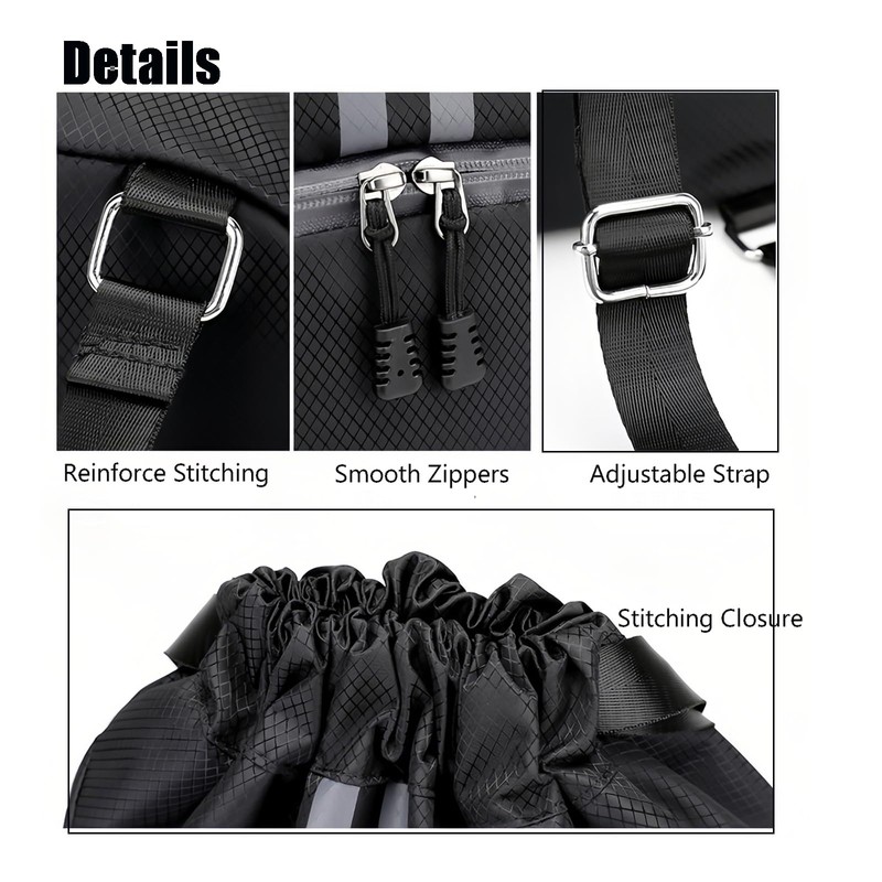 Sports Drawstring Backpack – Water-Resistant Gym Bag with Shoe Compartment