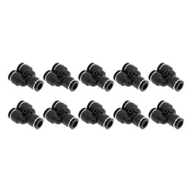 HOPESPANNER Push to Connect Air Fittings 3/8" Y Type Air Line Quick Connector Plastic 10 Pcs Black Silver Tone