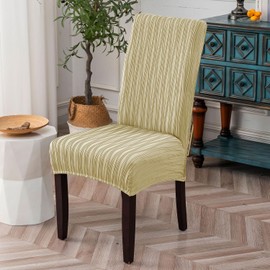 Doottoo Chair Covers for Dining Chairs, Dining Room Chair Covers, Stretch Kitchen Chairs Covers, Removable Washable Dining Chair Covers for Home Kitchen Banquet Hotel Ceremony (Beige, 6 PCS)