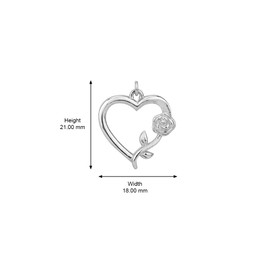 Vanbelle Sterling Silver Jewelry - Rhodium Plated with 925 Stamp - Heart & Flower Pendant Necklace for Women - Chain 16" long + 2" Extender