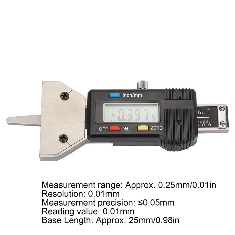 Tire Detection 0‑25mm LCD Digital Tire Depth Gauge 0.01mm Tread