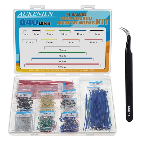 AUKENIEN Breadboard Jumper Wires, 2-125 mm, U Shape Wire Bridges,