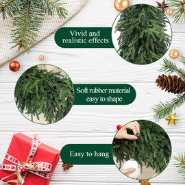 6 FT Real Touch Norfolk Pine Garland Green Artificial Christmas Garland Faux Greenery Garland for Holiday Fireplace Mantle Window Indoor Outdoor Decor, Winter Christmas Decorations (1 PCS)
