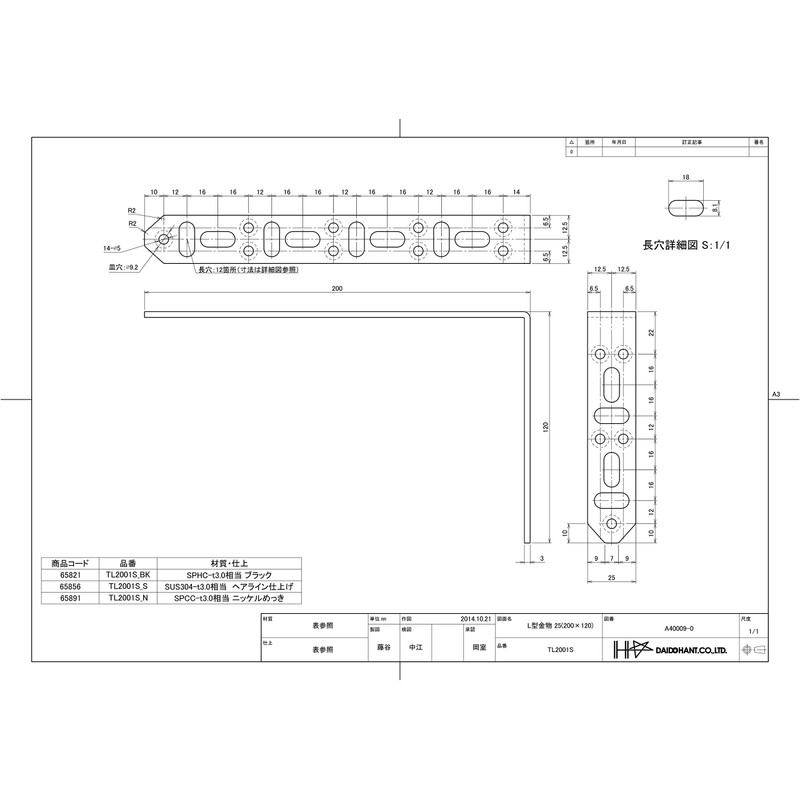DAIDOHANT 65891 DH Reinforced Hardware for Perfect Support, L-Shape TL2001S