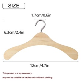 Fine jade2 Pack of 10 12 cm Wooden Dolls Clothes Hangers Mini Wooden Clothes Hanger Coat Dress Organiser Clothes Hanger for Dolls Clothes Hanger Doll Accessories for Doll Clothes Rack