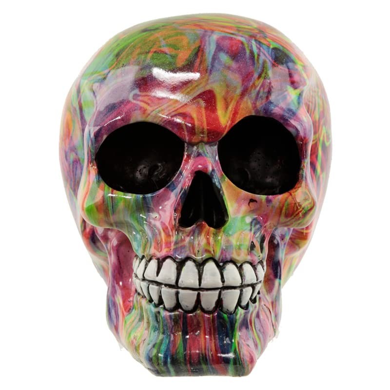 Puckator Rainbow Marble Effect Skull Ornament - Home Decoration -