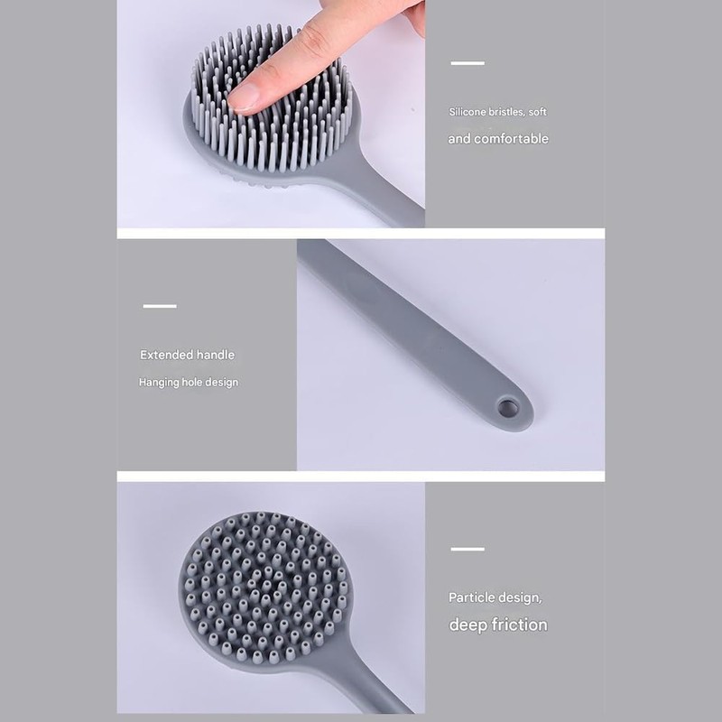 Set de 4 Cepillos de Baño de Silicona con Mango