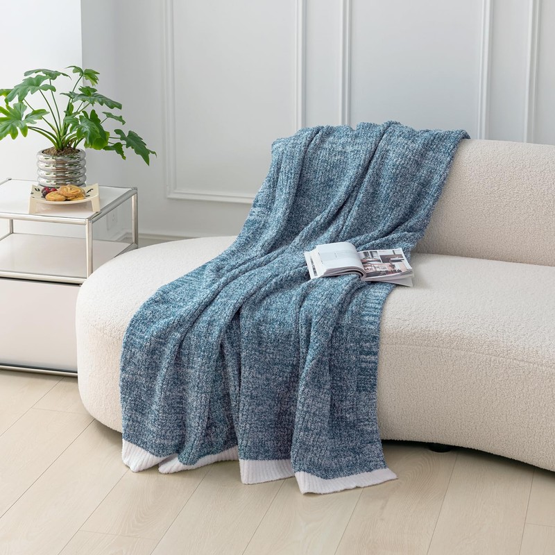 MH MYLUNE HOME Ultra Soft Ribbed Throw Blanket for Couch