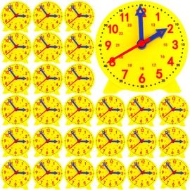 Octaday 28 Pcs Teaching Clock Kit 4 inch to Tell Time Learning Mini Geared Clock for Kids Early Math Skills Teacher and Classroom Supplies