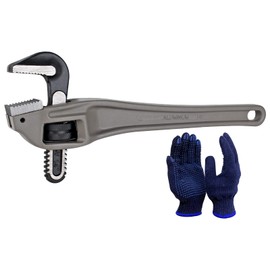 KARRYTON 14 Inch Aluminum Offset Pipe Wrench, 3"/76mm Adjustable Jaw Capacity, Heavy Duty Alum Handle Plumbers Wrench with Drop Forged Steel Jaw(CR-V), Perfect Plumbers Tool Exceed GGG Standard