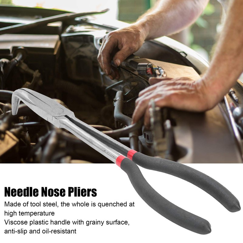 Long Reach Needle Nose Pliers, 11 Inch 280mm 90 Degree