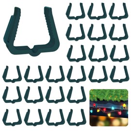 Christmas Light Hanger Clips, Fascia Board Clips, Deck Banister Light Clips, Plastic Holiday Light Clips for Christmas Fascia Board Roof Gutter Fence Eave Decoration, Green (30 PCS, 1 5/8")