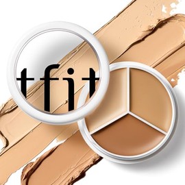 TFIT Cover Up Pro Concealer - Triple Paleta, Cobertura Completa y a Prueba de Arrugas, Tipo Bálsamo, Corrector Coreano Para Orejas, Enrojecimiento e I