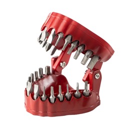 Denture Drill Bit Holder, Bit Organizer Denture Model Holds Up To 28 Bits Screwdriver Fits 1/4 Inch Hex Bit and Drive Bit Adapter