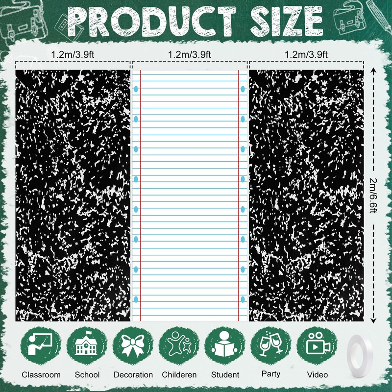 Boao Back to School Backdrop Notebook Paper Backdrop 79 x