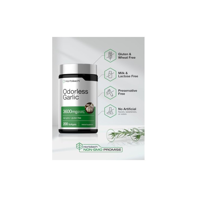Horb Ach Odorless Garlic Softgels 200 Count Ultra Potent Extract