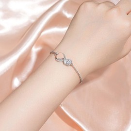 Infinity Heart Urn Bracelet for Ashes for Women 925 Sterling Silver: Cremation Jewelry Rose Gold Plated Wing Bracelets - Pink Memorial Keepsake Charm Jewelry Gift Hold Human & Pets Ashes, 0.67*0.4,