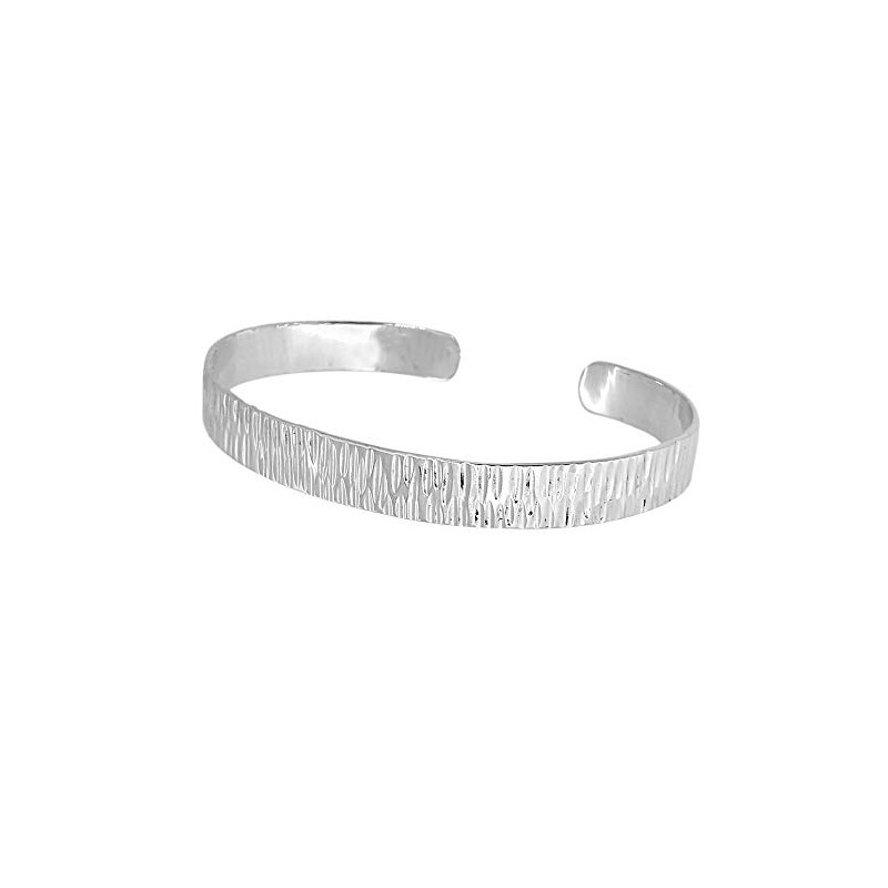 Treasure Bay 7mm 925 Sterling Silver Hammered Bangle Bracelet -