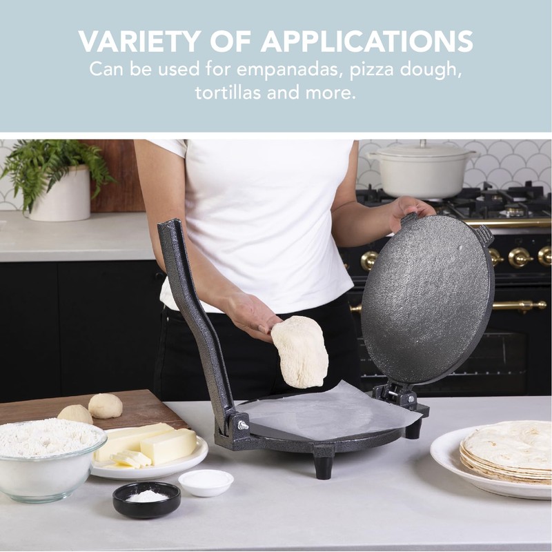 ALPHA LIVING Tortilla Press – 10 Inch Cast Iron Quesadilla