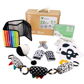 vocheer High Contrast Baby Toys for Newborn, 6 in 1 Black and White Sensory Baby Gift Set for 0-3 Months, 21pcs Montessori Early Educational Learning Kit