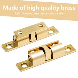 Uenhoy 5 Pcs Solid Brass Cabinet Door Catch, Dual Ball Tension Latch 2-3/8" Closet Ball Roller Catch Latch with Screw (Gold, 60mm)