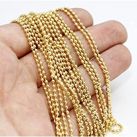 EliteKoopers 5m Gold Metal Ball Beads Chains for for DIY Necklace Jewelry Making Decoration (Size: 1.5mm)