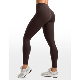 INGIA Womens High Waisted Lounge Yoga Legging 25" Butt Lifting Workout No Front Seam Tummy Control Gym Yoga Pants Hot Fudge Brown Small