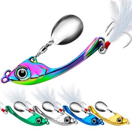 5 Pcs Large Fishing Lures Proven Explosive Color Special Spinner Spoon Swimbait Vibrating Jigging Freshwater Saltwater with Hook Fishing Tackle for Trout Bass Salmon