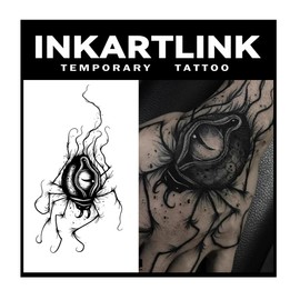 INKARTLINK Tattoo Tech, 2 Sheets Extra Large Semi Permanent Tattoo, Adult Art Design Temporary Tattoos, Lasts 1-2 Weeks, Waterproof, Realistic Look, No Adhesive, No Reflection (Eye)