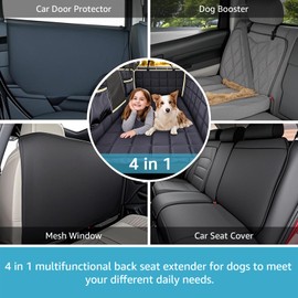 Lassie Truck Back Seat Extender for Dogs with Mesh Window - Waterproof Hard Bottom Dog Hammock for Car Travel Bed Mattress Compatible with Ford F150, Ram 1500,Chevy Silverado, GMC Sierra,Tundra etc