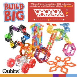 Qubits STEM Construction Set - 100 Pieces: an Open Play Engineering and Building Toy (Alternative to Blocks)