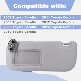 CULMKARI Driver Side Sun Visor Fits for 2007-2013 Toyota Corolla Front Left Sun Protection Shade Gray Replace Number 74320-02711-E0