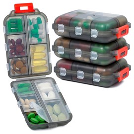 2 Pack Pastillero de Viaje | Organizador Diario Portátil y Plegable | Para Vitaminas y Medicinas | Color Negro
