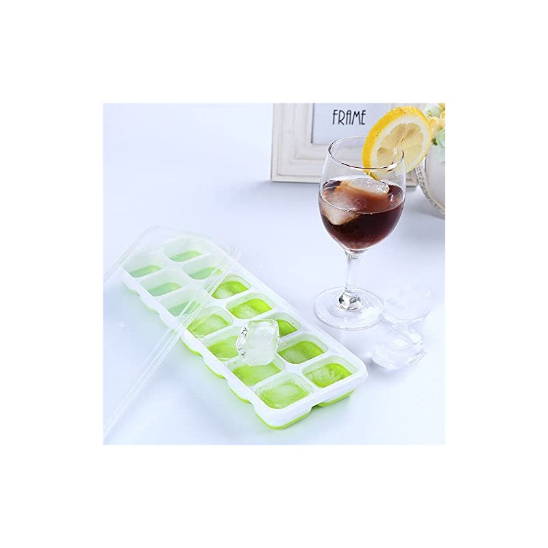 2 Pack Silicone stackable Ice Cube Trays, Reusable Flexible Silicone
