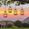 Solar Lanterns Outdoor Waterproof, Rust Iron Cage Candle Holder with