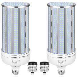 XYCN 2 Pack 400W Corn LED Light Bulb Fanless,5000K Daylight(Eqv.1,200w Mh/Hps/Hid) Non-Dimmable E26/E39 Large Mogul Base LED Cob Lamp 57,000LM for Garage Warehouse Factory Workshop Street Backyard