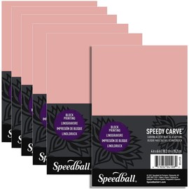 Speedball Speedy-Carve Premium Printmaking Blocks - 4" x 6" Pink Carving Material, Soft & Precise (6-Pack) - Perfect for Custom Stamps, Block Printing & Art Projects