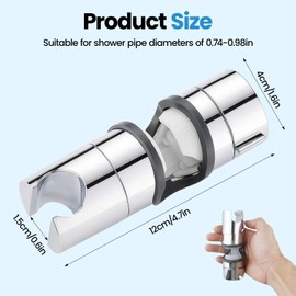 AHRLIC Shower Head Holder, Adjustable Shower Holder Bracket for 18-25mm Diameter, 360° Rotating Detachable Shower Riser Rail Slider, Bathroom Replacement Clamp
