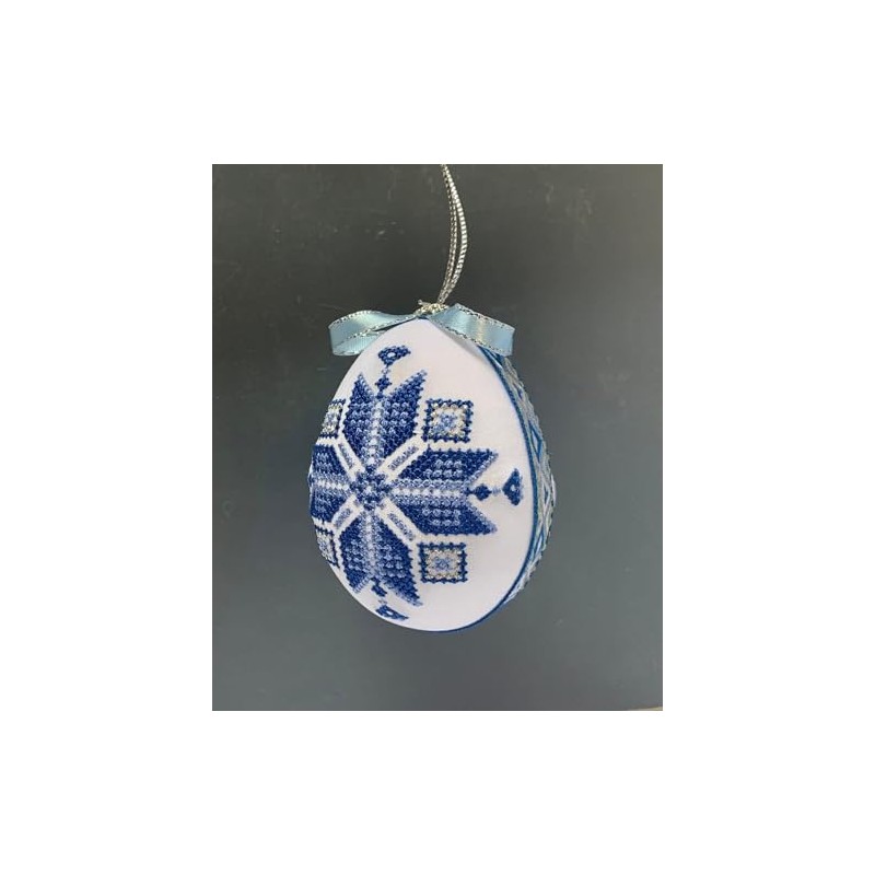 Ukrainian Easter Egg Ornament, Alatyr Star Design, Machine Embroidered Fabric,
