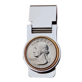 US 1776~1976 Bicentennial Design Washington Quarter Dollar Coin Hinged Money Clip NEW