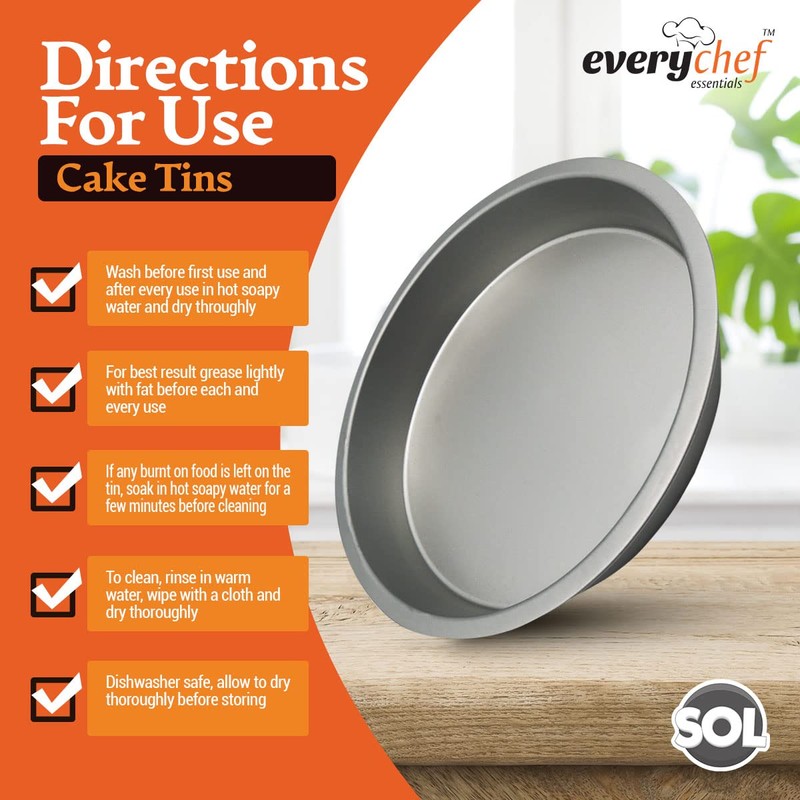 2pk 8 Inch Cake Tin | Durable Stainless Steel Round