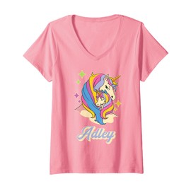 Womens Adley Merch Unicorn Design V-Neck T-Shirt