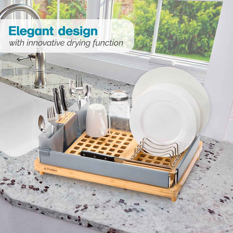 Polder Harmony Dish Rack, Sturdy Dish Drying Rack with 2