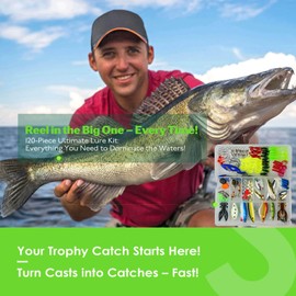 MeianJu 120-Piece Fishing Lures Kit – Pike, Bass & Saltwater Fishing | UV+Corrosion-Resistant Tackle Box | RoHS & UKCA Certified | Murky Water Performance