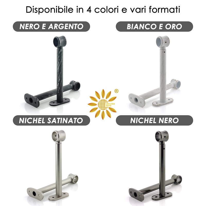 GIRASOLE HOME® Adjustable Long Curtain Pole Bracket, 2 Pack Heavy