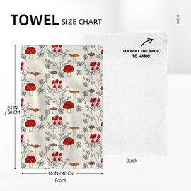 Cukemip Cute Mushroom Kitchen Towels Decorative Set of 2, Mushroom Kitchen Decor, Soft Absorbent Dish Towels Hand Towels for Kitchen Drying Farmhouse Holiday Home Decorations 16x24 Inch